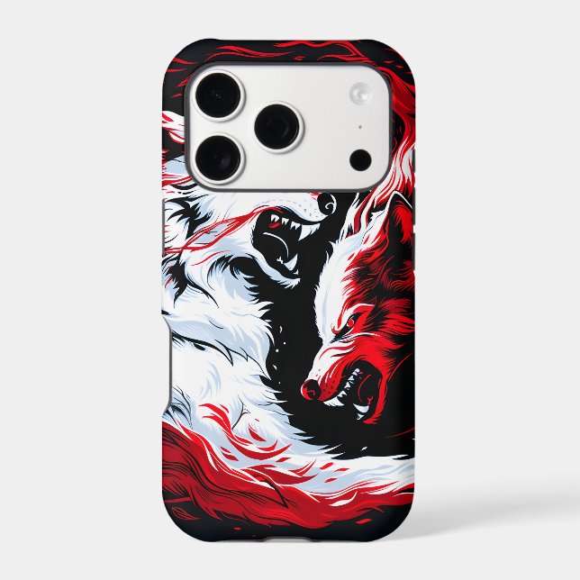 Red White Cosmic Wolf Warrior Case-Mate iPhone Case (Back)