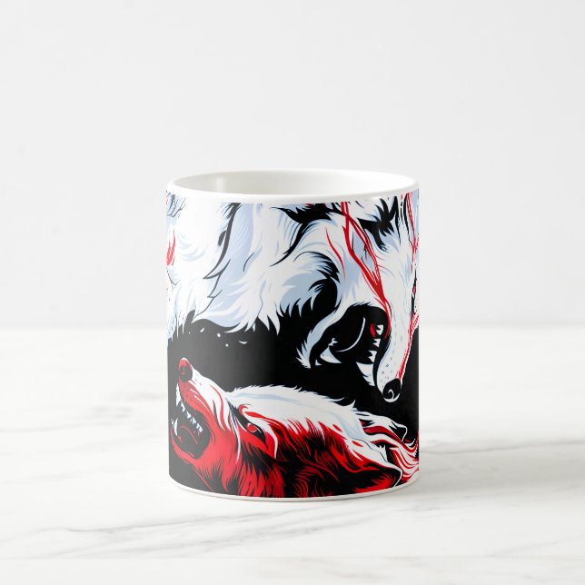 Red White Cosmic Wolf Warrior Coffee Mug (Center)