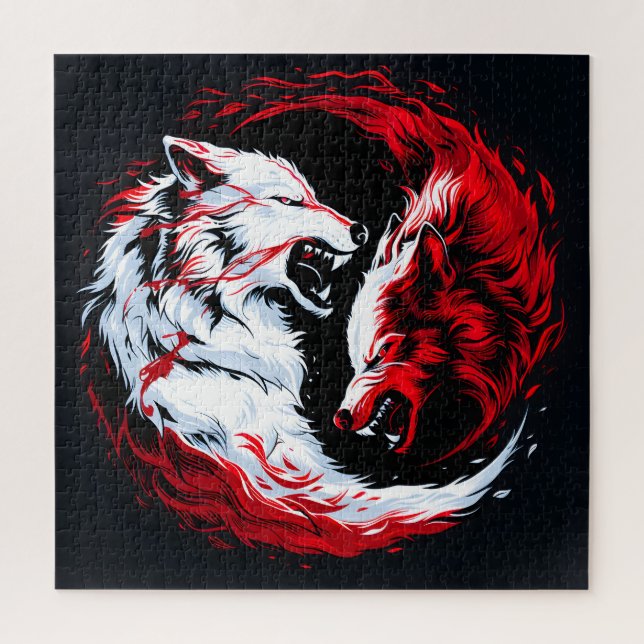 Red White Cosmic Wolf Warrior Jigsaw Puzzle (Vertical)