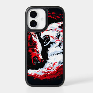 Red White Cosmic Wolf Warrior iPhone 17 Case