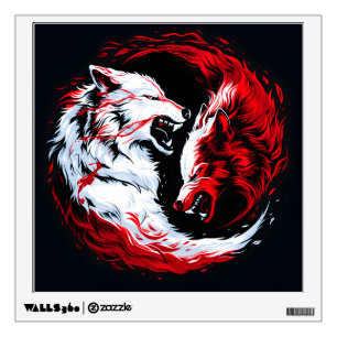 Red White Cosmic Wolf Warrior Wall Decal