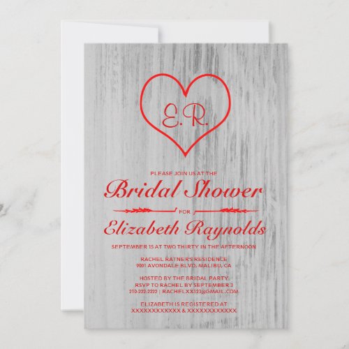 Red &amp; White Country Bridal Shower Invitations