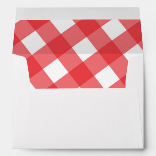 Red  White Country Gingham Checkered Invitation Envelope