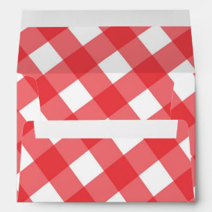 Red & White Country Gingham Checkered Invitation Envelope