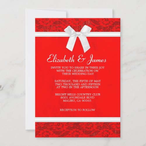 Red &amp; White Country Lace Wedding Invitations