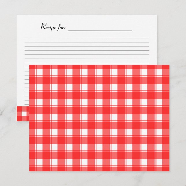 Red White Country Plaid Recipe Card (Front/Back)