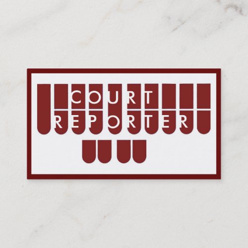 Red white court reporter custom business cards