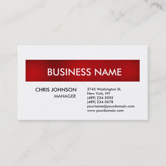 Red White Creative Trendy Modern Business Card (Front)