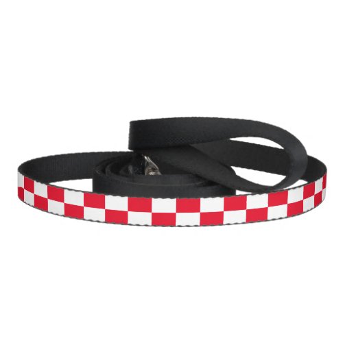 Red White Croatian Checkerboard Geometric Pattern Pet Leash