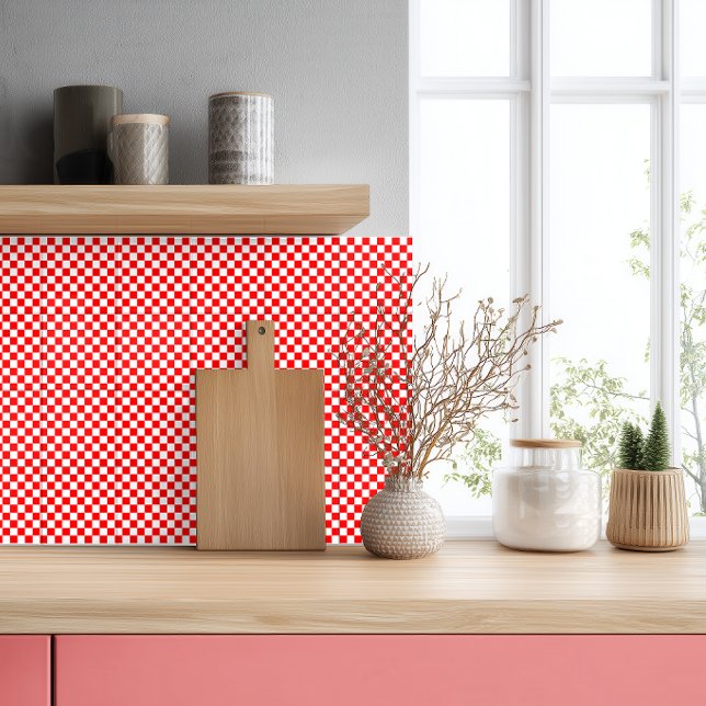 Red White Croatian Checkerboard Pattern Ceramic Tile (Creator Uploaded)