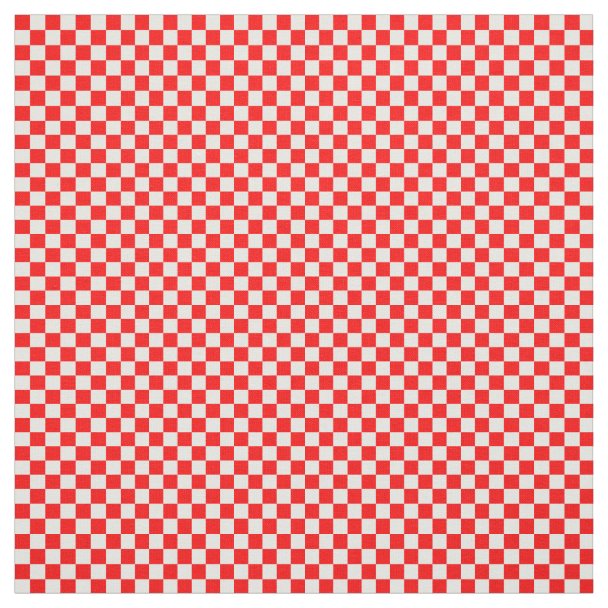 Red and white checkerboard pattern fabric | Zazzle.com