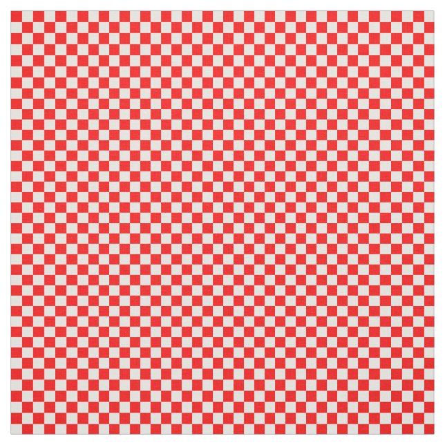 Red White Croatian Checkerboard Pattern Fabric (Swatch)
