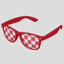 Red White Croatian Checkerboard Pattern Retro Sunglasses