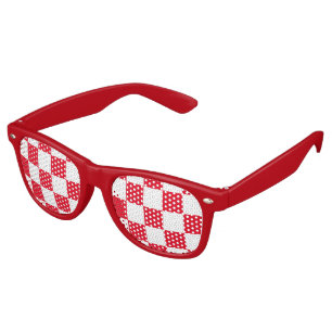 Red White Croatian Checkerboard Pattern Retro Sunglasses