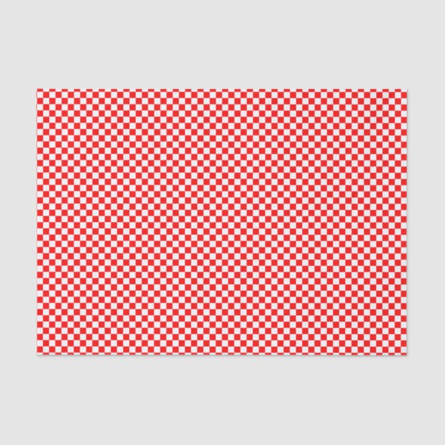 Red White Croatian Checkerboard Pattern Tissue Paper (Front)