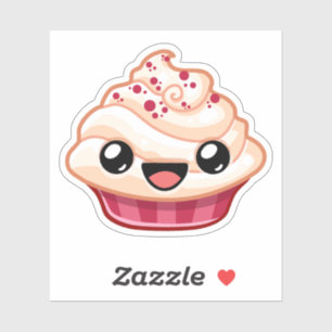 Red/White Cupcake - Happy Jump Sticker