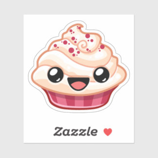 Red/White Cupcake - Happy Jump Sticker
