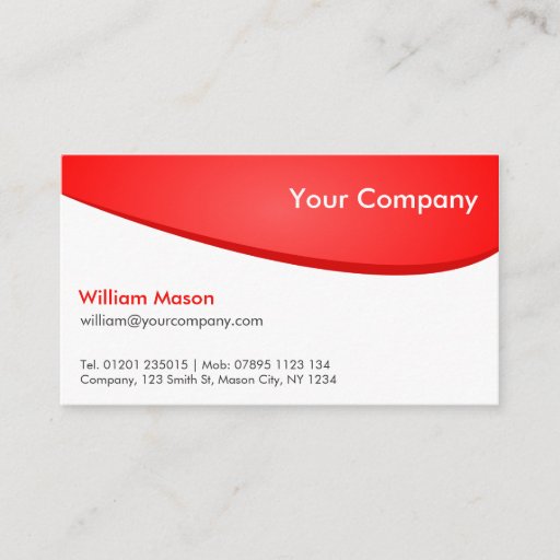 Customizable Red White Curved, Professional Business Card