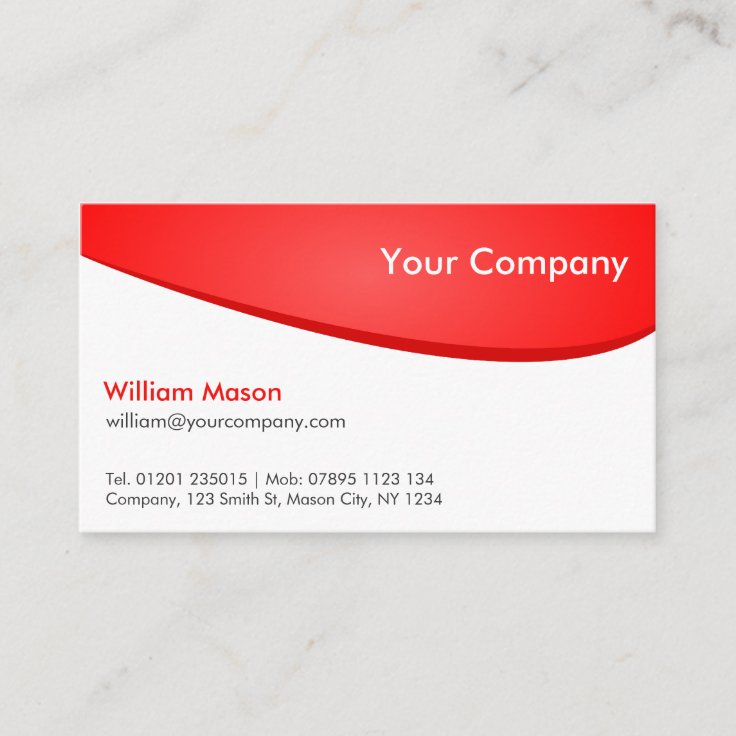 Red White Curved, Professional Business Card | Zazzle