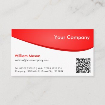 Red White Curved  Professional Qr Business Card by ImageAustralia at Zazzle