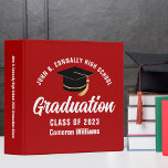 Red White Custom 2024 Graduation Photo Album 3 Ring Binder<br><div class="desc">This modern red and white custom senior graduation photo album features your high school or college name for the class of 2024. Customize with your graduating year under the chic handwritten script and black grad cap for a great personalized graduate binder keepsake gift. Fill with your photos or memorabilia.</div>