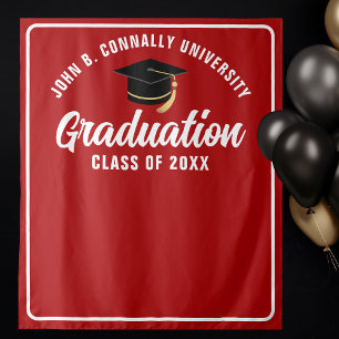 Red White Custom 2026 Graduation Party Photo Booth Tapestry