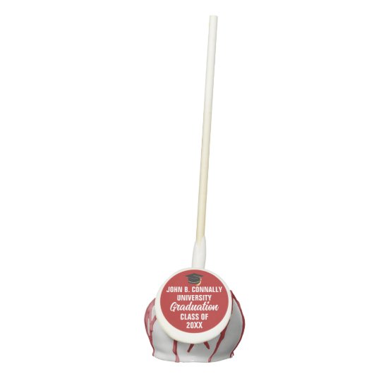 Red White Custom Class of 2025 Graduation Party Cake Pops (Front)