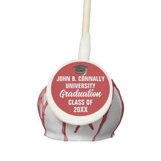 Red White Custom Class of 2025 Graduation Party Cake Pops (Front)
