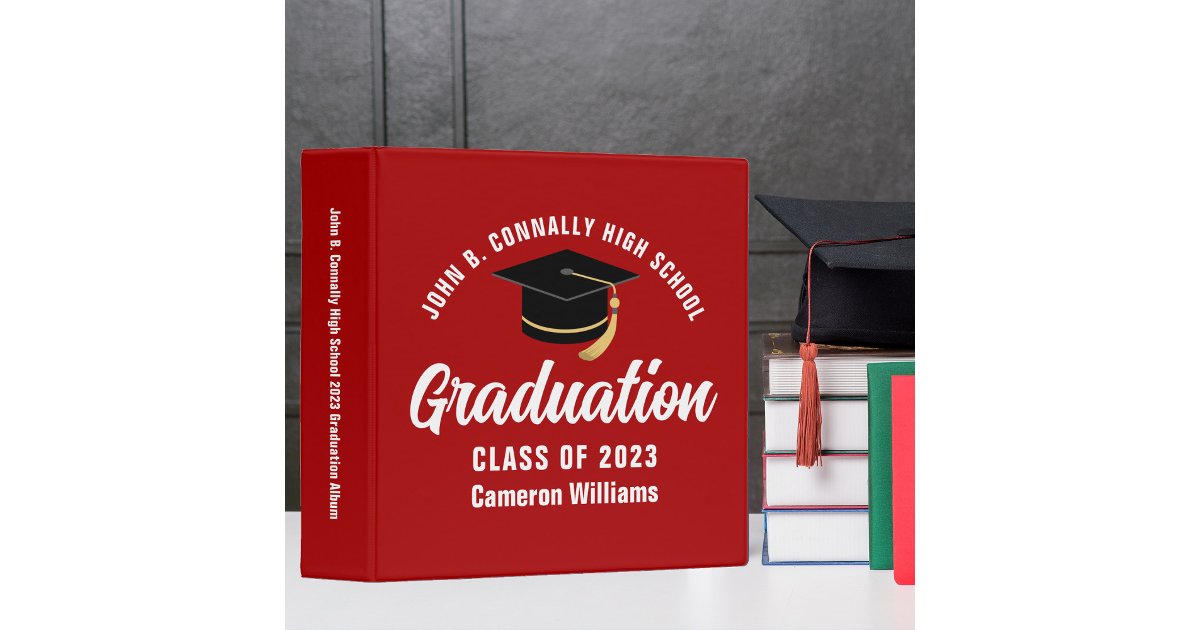 Binder Graduating Class Red White Custom Graduation Keepsake 3 Ring Binder | Zazzle