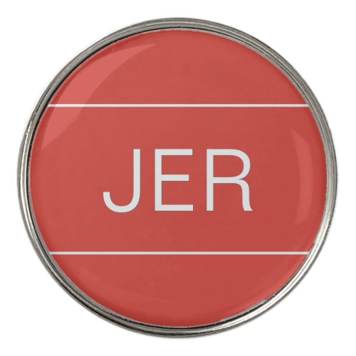 Red  White Custom monogram golfers best Golf Ball Marker