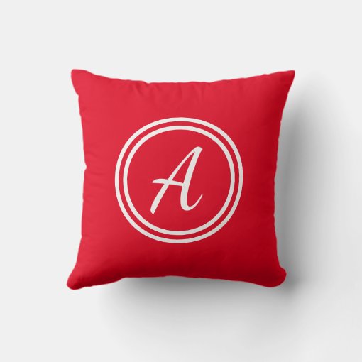 Red & White Custom Monogram Pillow Zazzle