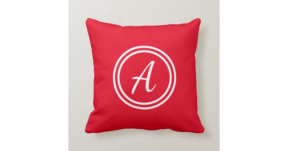 Red & White Custom Monogram Pillow