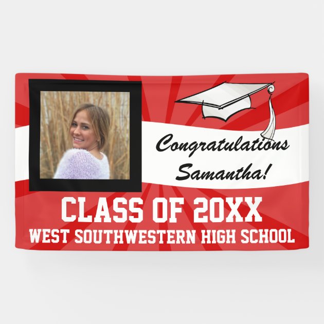 Red/White Custom Photo Graduation Sign
