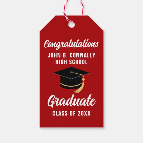 Red White Customizable 2024 Graduation Party Gift Tags