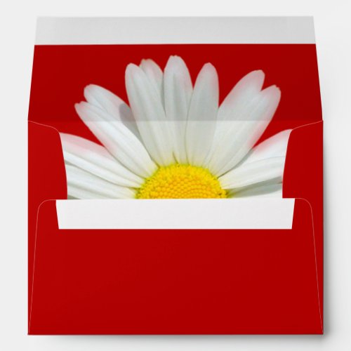 Red  White Daisy Envelope with Return Address