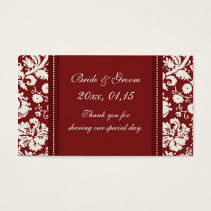 Red White Damask Wedding Favor Tags