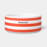 Red & White Deckchair Stripes Personalised Bowl<br><div class="desc">Bold wide red and white deckchair stripes.</div>