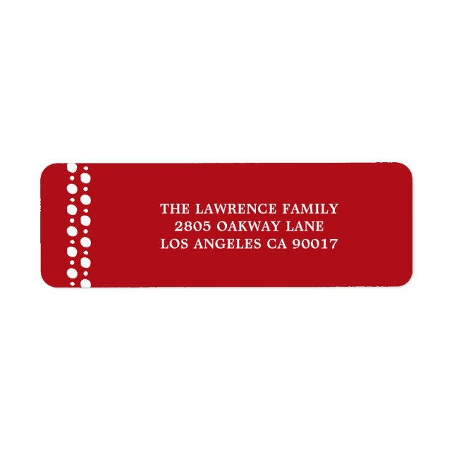 Red White Decorative Christmas Holiday Address Label (Front)