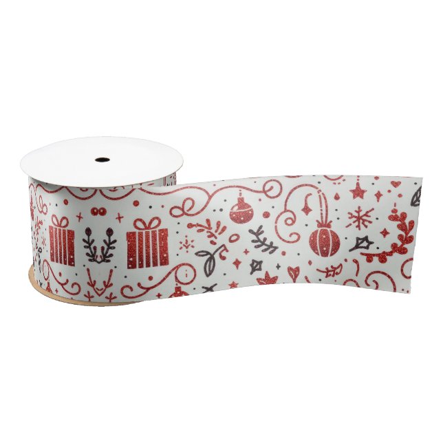 Red White Decorative Holiday Satin Ribbon (Spool)