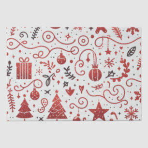 Red White Decorative Holiday Tissue Paper