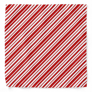 Red & White Diagonal Candy Cane Lines Pattern Bandana