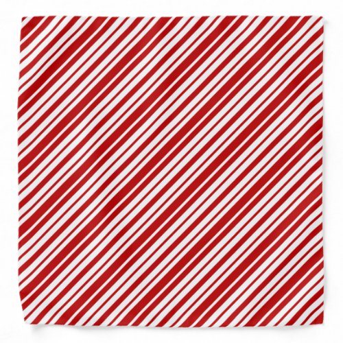 Red  White Diagonal Candy Cane Lines Pattern Bandana