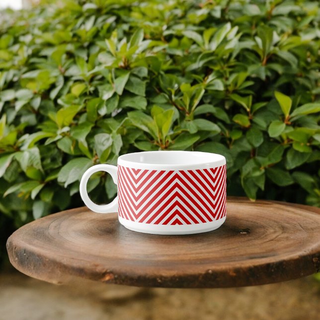 Red White Diagonal Stripes Bowl (Chili Bowl)