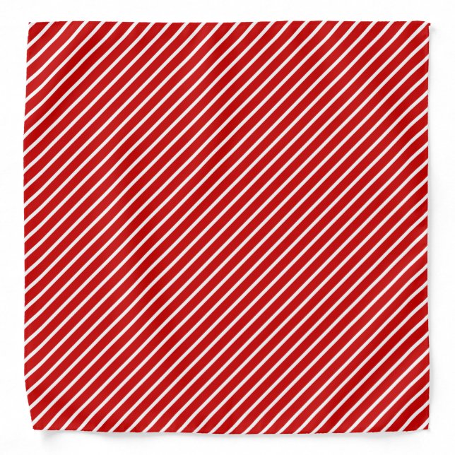 Red & White Diagonal Stripes Christmas Pattern Bandana (Front)