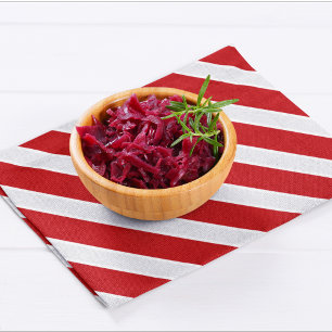 Red White Diagonal Stripes Cloth Placemat
