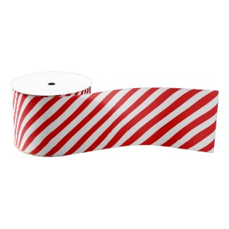 Red & White Diagonal Stripes  Customizable Color Grosgrain Ribbon