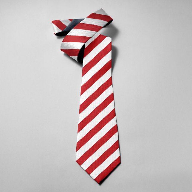 Red White Diagonal Stripes Necktie Classic Wedding (Creator Uploaded)