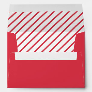 Red & White Diagonal Stripes Pattern Personalizes Envelope