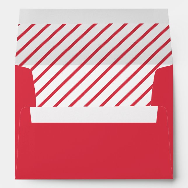 Red & White Diagonal Stripes Pattern Personalizes Envelope (Back (Bottom))
