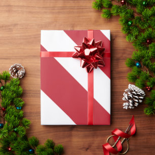 Red White Diagonal Stripes Pattern Wrapping Paper